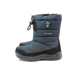 Тъмносини детски ботушки, текстилна материя - ежедневни обувки за есента и зимата N 100014863