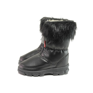 Черни детски ботушки, здрава еко-кожа - ежедневни обувки за есента и зимата N 100014926