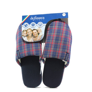 Тъмносини домашни чехли, текстилна материя - равни обувки за целогодишно ползване N 100014334