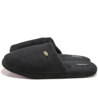 Черни домашни чехли, текстилна материя - равни обувки за целогодишно ползване N 100014530