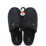 Черни домашни чехли, текстилна материя - равни обувки за целогодишно ползване N 100014530