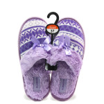 Лилави дамски пантофки, текстилна материя - равни обувки за целогодишно ползване N 100014523