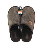 Кафяви домашни чехли, текстилна материя - равни обувки за целогодишно ползване N 100014531