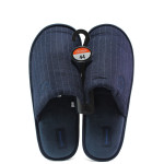 Тъмносини домашни чехли, текстилна материя - равни обувки за целогодишно ползване N 100014532