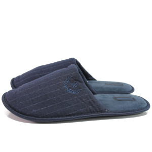 Тъмносини домашни чехли, текстилна материя - равни обувки за целогодишно ползване N 100014532