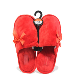 Червени дамски пантофки, текстилна материя - ежедневни обувки за целогодишно ползване N 100014553