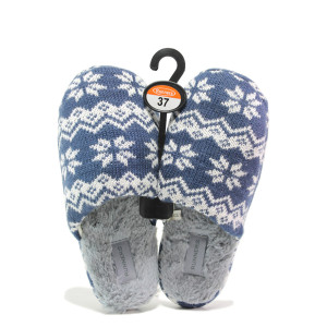 Тъмносини дамски пантофки, текстилна материя - ежедневни обувки за целогодишно ползване N 100014556