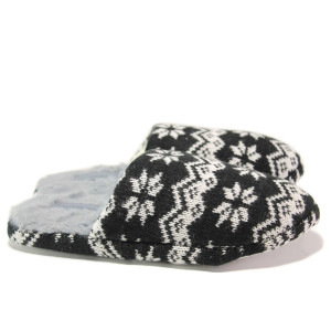 Черни дамски пантофки, текстилна материя - ежедневни обувки за целогодишно ползване N 100014557