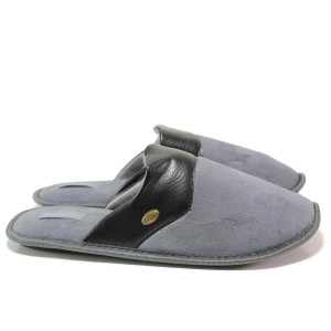 Сиви домашни чехли, текстилна материя - равни обувки за целогодишно ползване N 100014559