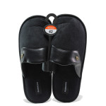 Черни домашни чехли, текстилна материя - равни обувки за целогодишно ползване N 100014560