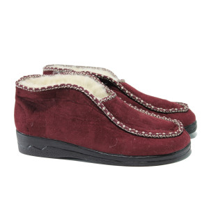 Винени анатомични домашни чехли, текстилна материя - равни обувки за есента и зимата N 100014688