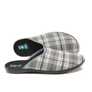 Сиви домашни чехли, текстилна материя - равни обувки за есента и зимата N 100014702