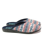 Сини домашни чехли, текстилна материя - равни обувки за есента и зимата N 100014703