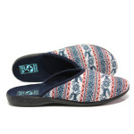 Сини домашни чехли, текстилна материя - равни обувки за есента и зимата N 100014703