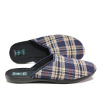 Сини домашни чехли, текстилна материя - равни обувки за есента и зимата N 100014705