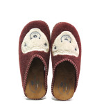 Винени дамски пантофки, текстилна материя - равни обувки за целогодишно ползване N 100014731