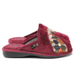 Винени дамски пантофки, текстилна материя - равни обувки за целогодишно ползване N 100014727