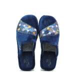 Тъмносини дамски пантофки, текстилна материя - равни обувки за целогодишно ползване N 100014735