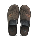 Кафяви мъжки чехли, текстилна материя - равни обувки за целогодишно ползване N 100014722
