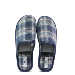 Тъмносини мъжки чехли, текстилна материя - равни обувки за целогодишно ползване N 100014715