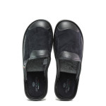 Черни мъжки чехли, еко-кожа и текстилна материя - равни обувки за целогодишно ползване N 100014720