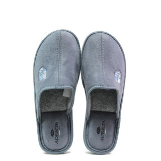 Сиви анатомични мъжки чехли, текстилна материя - равни обувки за целогодишно ползване N 100014717