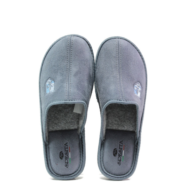 Сиви анатомични мъжки чехли, текстилна материя - равни обувки за целогодишно ползване N 100014717