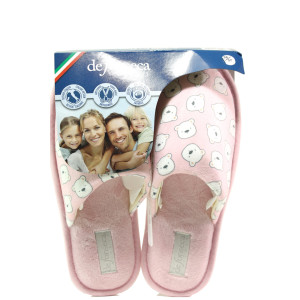 Розови дамски пантофки, текстилна материя - равни обувки за целогодишно ползване N 100014756