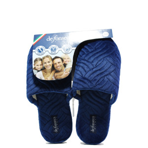 Тъмносини дамски пантофки, текстилна материя - равни обувки за целогодишно ползване N 100014752