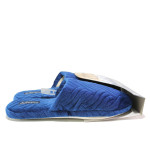 Тъмносини дамски пантофки, текстилна материя - равни обувки за целогодишно ползване N 100014752