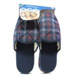 Тъмносини мъжки чехли, текстилна материя - равни обувки за целогодишно ползване N 100014745