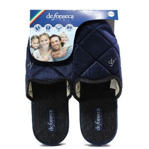 Тъмносини мъжки чехли, текстилна материя - равни обувки за целогодишно ползване N 100014741