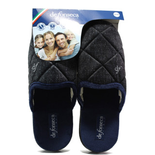 Черни мъжки чехли, текстилна материя - равни обувки за целогодишно ползване N 100014742