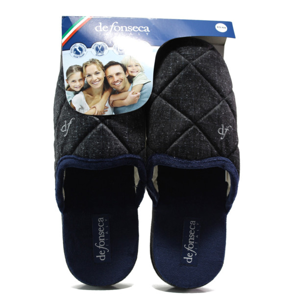 Черни мъжки чехли, текстилна материя - равни обувки за целогодишно ползване N 100014742