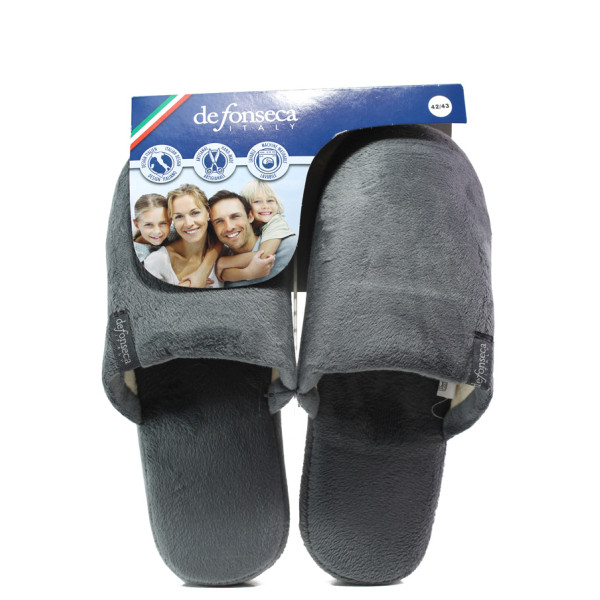 Сиви мъжки чехли, текстилна материя - равни обувки за целогодишно ползване N 100014750