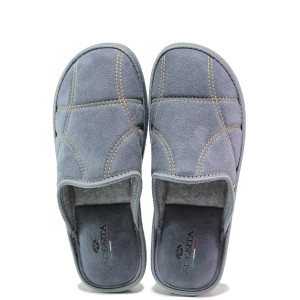 Сиви домашни чехли, текстилна материя - равни обувки за целогодишно ползване N 100014993