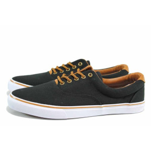 Черни мъжки обувки, текстилна материя - ежедневни обувки за пролетта и лятото N 100014059