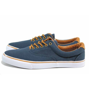 Тъмносини мъжки обувки, текстилна материя - ежедневни обувки за пролетта и лятото N 100014060