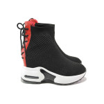 Черни спортни дамски обувки, текстилна материя - спортни обувки за пролетта и лятото N 100013538