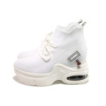 Бели спортни дамски обувки, текстилна материя - спортни обувки за пролетта и лятото N 100013539