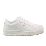 Бели дамски обувки с равна подметка, здрава еко-кожа - спортни обувки за пролетта и лятото N 100013696