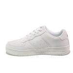 Бели дамски обувки с равна подметка, здрава еко-кожа - спортни обувки за пролетта и лятото N 100013696