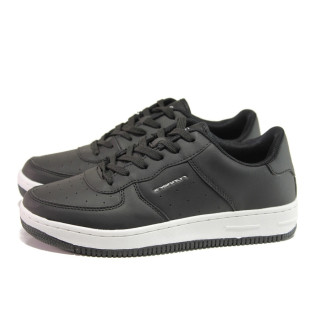 Черни мъжки маратонки, здрава еко-кожа - спортни обувки за пролетта и лятото N 100013724