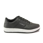 Черни мъжки маратонки, здрава еко-кожа - спортни обувки за пролетта и лятото N 100013724