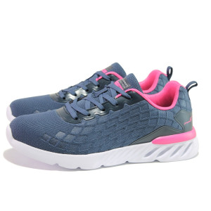 Тъмносини дамски маратонки, текстилна материя - спортни обувки за пролетта и лятото N 100013730