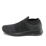 Черни мъжки спортни обувки, текстилна материя - спортни обувки за пролетта и лятото N 100013697