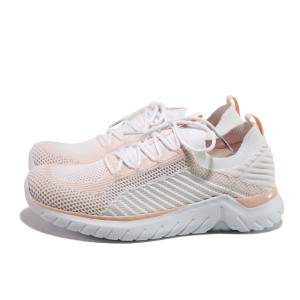 Бели дамски маратонки, текстилна материя - спортни обувки за пролетта и лятото N 100013726