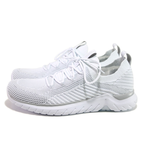 Бели мъжки спортни обувки, текстилна материя - спортни обувки за пролетта и лятото N 100013699