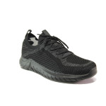 Черни мъжки спортни обувки, текстилна материя - спортни обувки за пролетта и лятото N 100013698