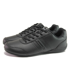 Черни мъжки спортни обувки, здрава еко-кожа - спортни обувки за пролетта и лятото N 100013704